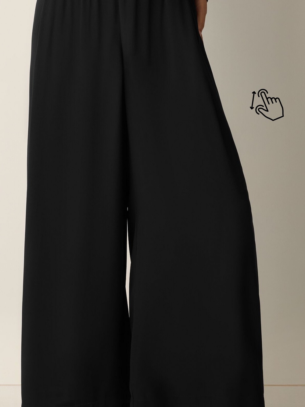 Eileen fisher silk georgette Wide Leg Black Pull-On Pants xl black - Picture 3 of 4